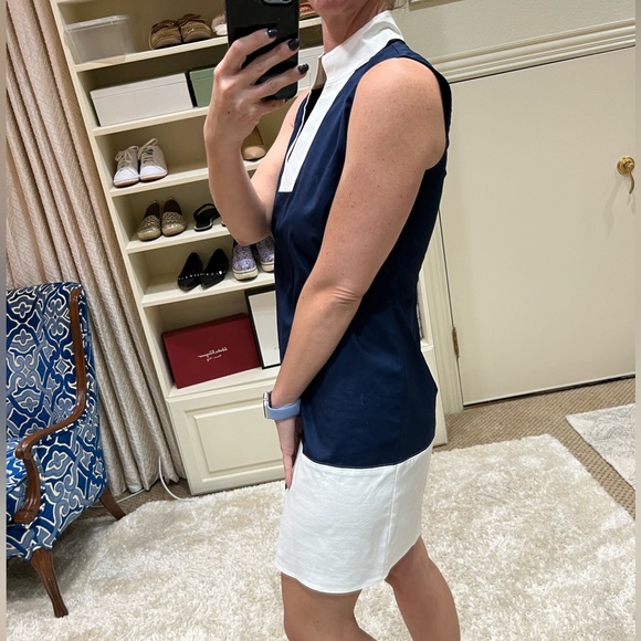 Sail To Sable Navy White Sleeveless V-Neck Dress - Picture 2 of 7